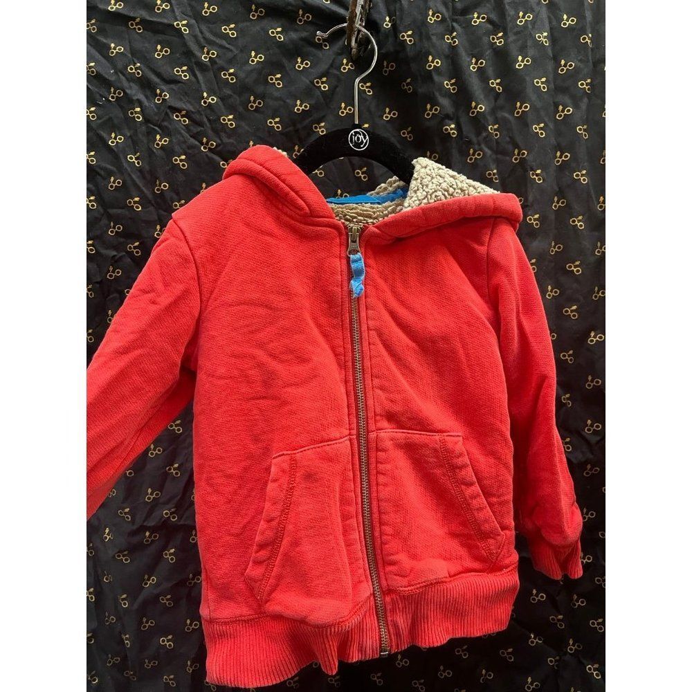 Mini boden size 3t 4t red orange sweatshirt hooded serpa jacket coat